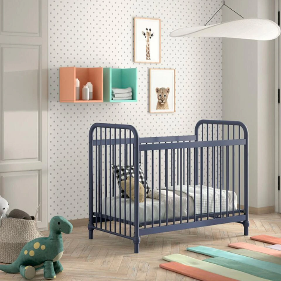 Vipack Babybed Bronxx - 60x120cm - Denim Blauw 4 Vipack Babybed Bronxx - 60x120cm - Denim Blauw - Afbeelding 2