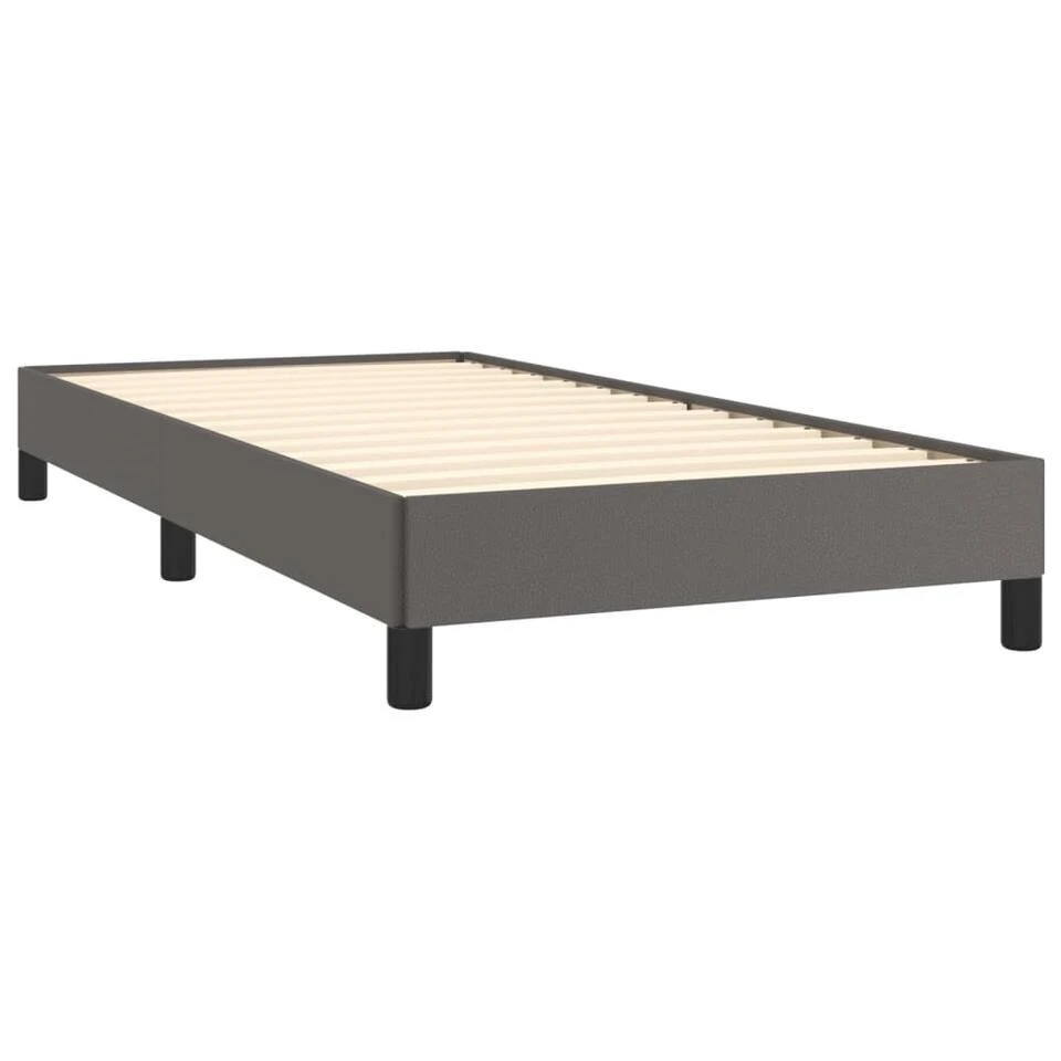 VidaXL - Eenpersoonsbed Frame Met Lattenbodem - Grijs - Kunstleer - 80x200 Cm 5 VidaXL - Eenpersoonsbed Frame Met Lattenbodem - Grijs - Kunstleer - 80x200 Cm - Afbeelding 3
