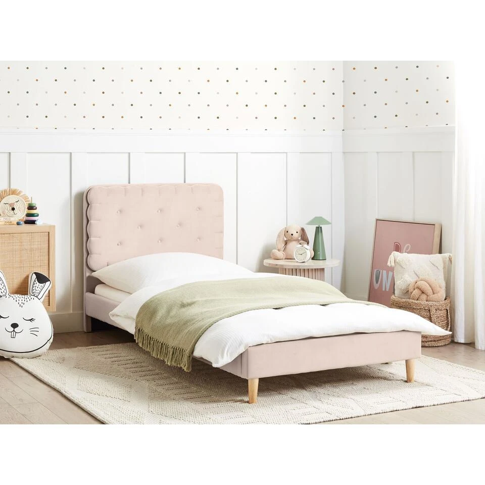 CORSAINT - Eenpersoonsbed - Beige - 90 X 200 Cm - Fluweel 4 CORSAINT - Eenpersoonsbed - Beige - 90 X 200 Cm - Fluweel - Afbeelding 2