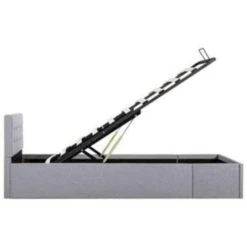 VidaXL - Eenpersoonsbed Met Opbergruimte - Lichtgrijs - Stof - 90x200 Cm -Bedden Bij Leen Bakker 92e69fae0ec74d75a515a675fcab5645