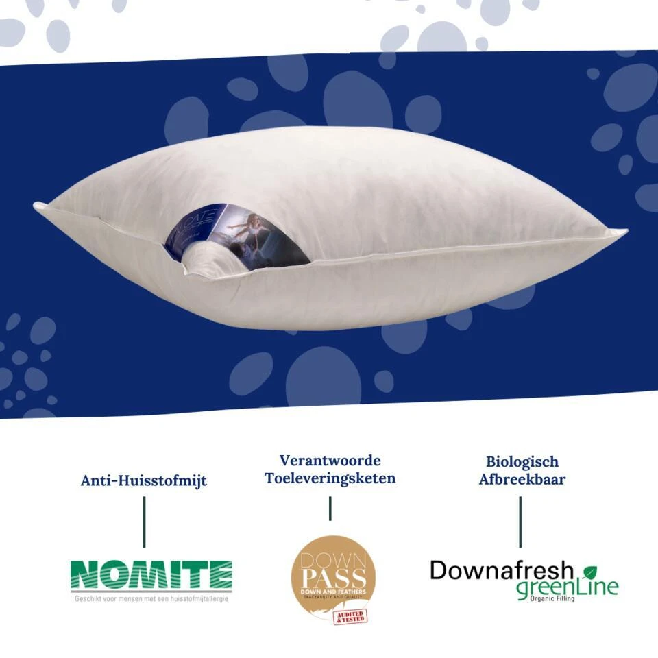 Ten Cate Halfdonzen Hoofdkussen - 60x70 - 2 Stuks 8 Ten Cate Halfdonzen Hoofdkussen - 60x70 - 2 Stuks - Afbeelding 6