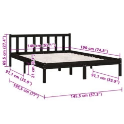 VidaXL - Tweepersoonsbed Met Hoofdbord - Zwart - Grenenhout - 140x190 Cm -Bedden Bij Leen Bakker 98837d0efa3b48c8aef646f4d933b03e
