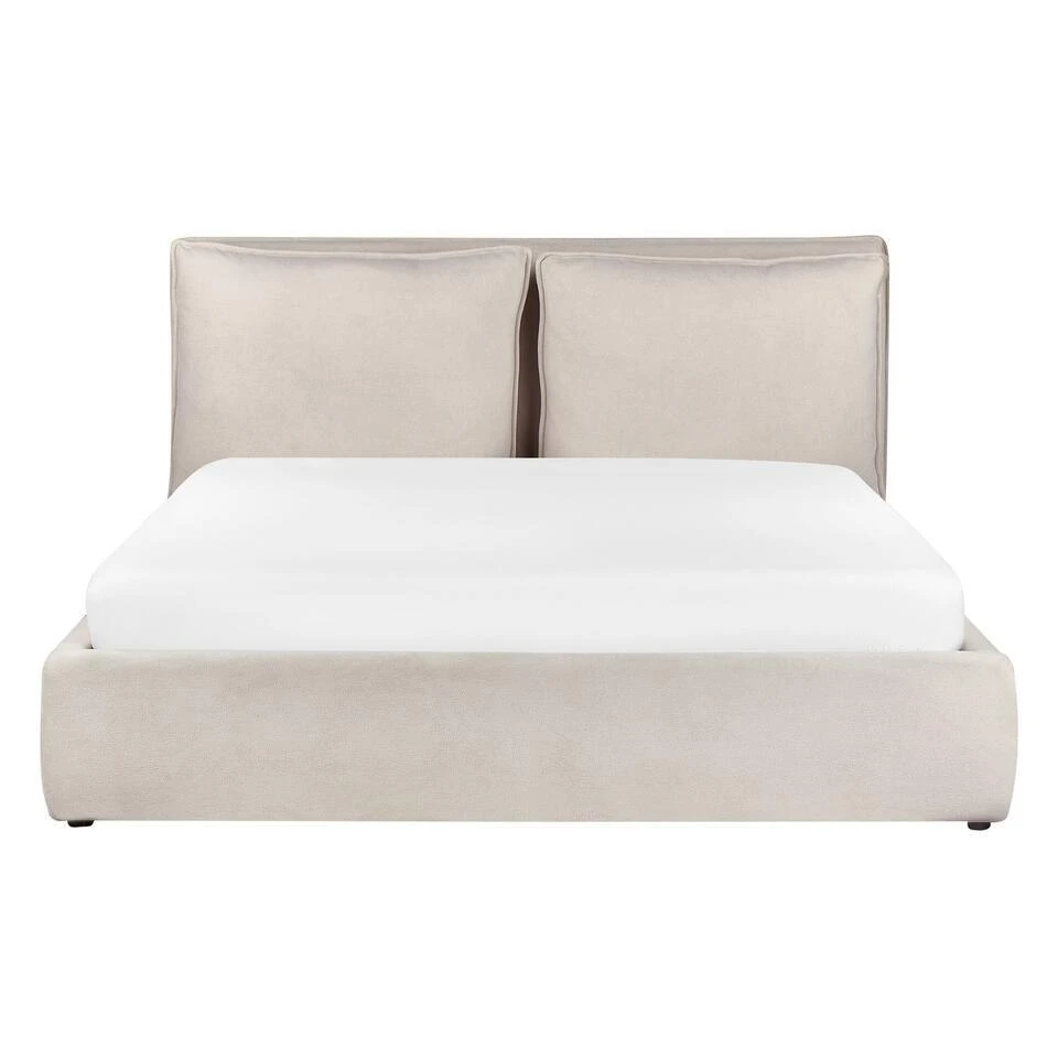 BAJONNA - Bed Met Opbergruimte - Lichtbeige - 160 X 200 Cm - Polyester 7 BAJONNA - Bed Met Opbergruimte - Lichtbeige - 160 X 200 Cm - Polyester - Afbeelding 5