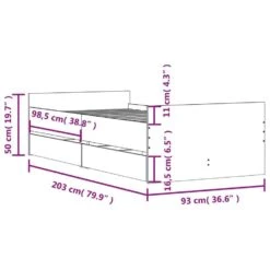 VidaXL - Eenpersoonsbed Met Lades - Zwart - 90x200 Cm 21 VidaXL - Eenpersoonsbed Met Lades - Zwart - 90x200 Cm -Bedden Bij Leen Bakker 9d9508b672e343ae8ebb5a7bdf2bd47e