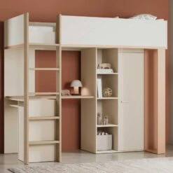 Hoogslaper Camillia - 90x200cm - Met Bureau En Opbergruimte - Beige/terracotta -Bedden Bij Leen Bakker a2788c7a6cb94b8b86812635afbbf26f