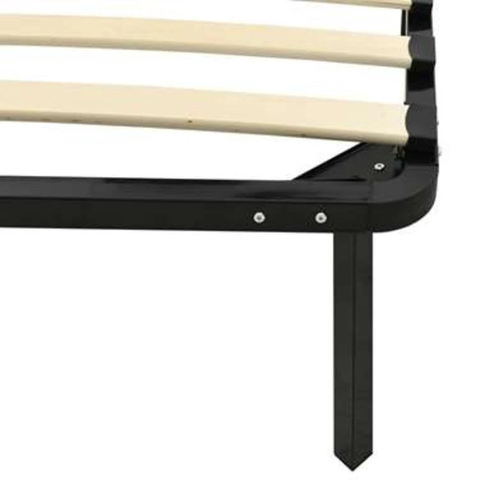 VidaXL - Bed Frame Met Hout Lattenbodem - Zwart - Metaal - 90x200 Cm 7 VidaXL - Bed Frame Met Hout Lattenbodem - Zwart - Metaal - 90x200 Cm - Afbeelding 5
