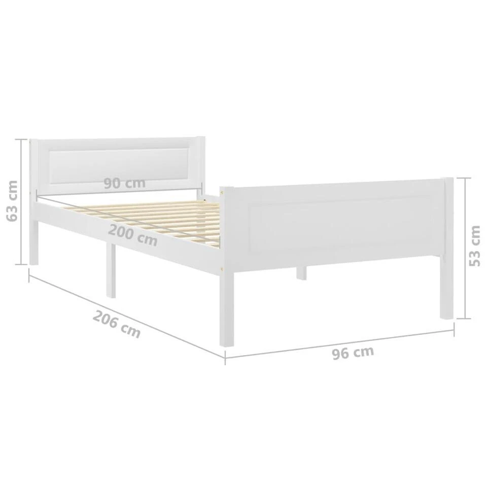 VidaXL - Eenpersoonsbed Met Hoofdbord - Wit - Massief Grenenhout - 90x200 Cm 7 VidaXL - Eenpersoonsbed Met Hoofdbord - Wit - Massief Grenenhout - 90x200 Cm - Afbeelding 5