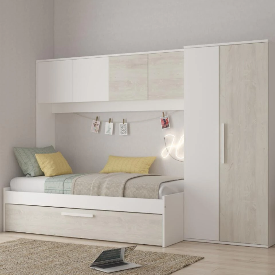 Bed Lev 90x200 Cm Met Kast En Bedlade - Grenen/wit 10 Bed Lev 90x200 Cm Met Kast En Bedlade - Grenen/wit - Afbeelding 8