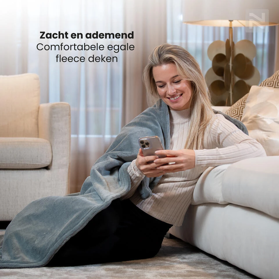 Nuvoo Elektrische Bovendeken - 180x160 Cm XL - Licht Grijs 9 Nuvoo Elektrische Bovendeken - 180x160 Cm XL - Licht Grijs - Afbeelding 7