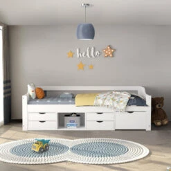 Merkloos HOME DELUXE COSMOS Kinderbed Met Lades - 90 X 200 Cm Wit -Bedden Bij Leen Bakker addb0a98e95a438bacd834347896ca69