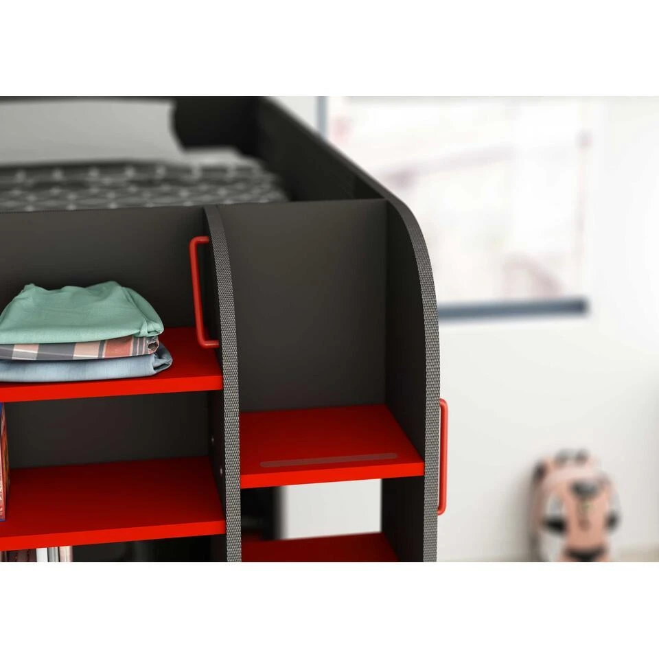 Hoogslaper Graham Met Gamebureau 120x200cm - Antraciet/rood 11 Hoogslaper Graham Met Gamebureau 120x200cm - Antraciet/rood - Afbeelding 9