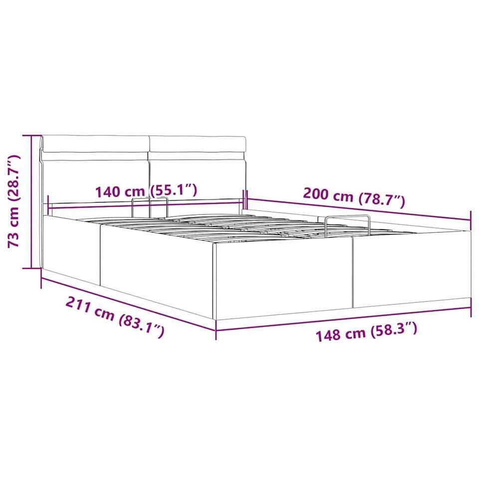 VidaXL - LED Bed Met Opbergruimte - Hydraulische - Taupe - Stof - 140x200 Cm 14 VidaXL - LED Bed Met Opbergruimte - Hydraulische - Taupe - Stof - 140x200 Cm - Afbeelding 12