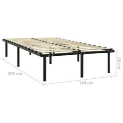 VidaXL - Bed Frame Met Hout Lattenbodem - Zwart - Metaal - 140x200 Cm -Bedden Bij Leen Bakker b0944f29bf57402594e8f48c2116160d