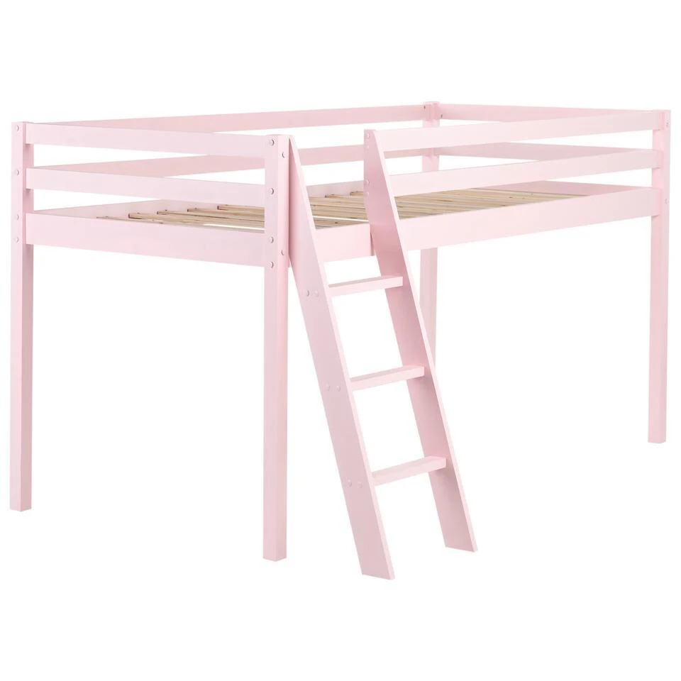 ASCOUX - Kinderbed - Roze - 90 X 200 Cm - Dennenhout 7 ASCOUX - Kinderbed - Roze - 90 X 200 Cm - Dennenhout - Afbeelding 5