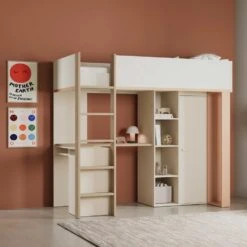 Hoogslaper Camillia - 90x200cm - Met Bureau En Opbergruimte - Beige/terracotta -Bedden Bij Leen Bakker b2183110853f4d2a9ff6e23162e776e2