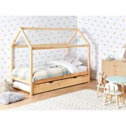 CRILLON - Onderschuifbed - Lichtbruin - 90 X 200 - Hout -Bedden Bij Leen Bakker b218ab8b46bc4786a760ac58840cb0a6