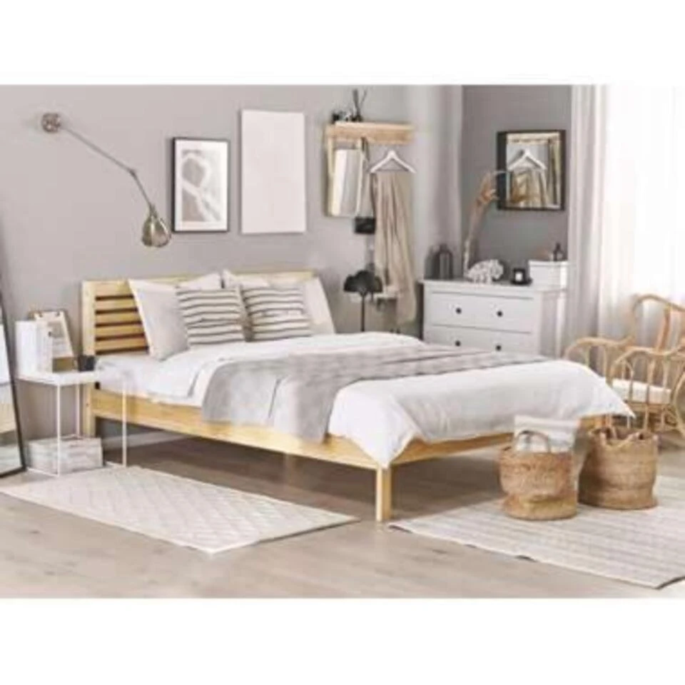 CARNAC - Tweepersoonsbed - Licht Hout - 180 X 200 Cm - Rubberhout 13 CARNAC - Tweepersoonsbed - Licht Hout - 180 X 200 Cm - Rubberhout - Afbeelding 11