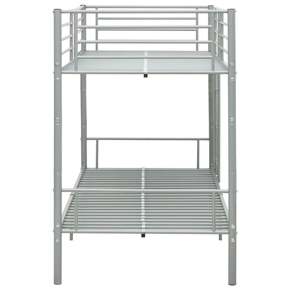 VidaXL - Metalen Stapelbed Incl. Hekwerk En Zijladder - Grijs - 90x200 Cm 6 VidaXL - Metalen Stapelbed Incl. Hekwerk En Zijladder - Grijs - 90x200 Cm - Afbeelding 4