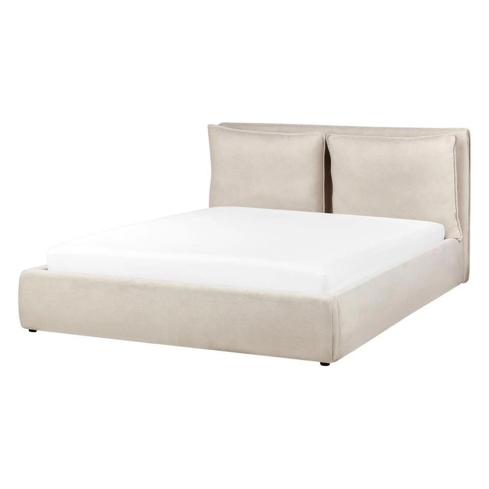 BAJONNA - Bed Met Opbergruimte - Lichtbeige - 160 X 200 Cm - Polyester 8 BAJONNA - Bed Met Opbergruimte - Lichtbeige - 160 X 200 Cm - Polyester - Afbeelding 6