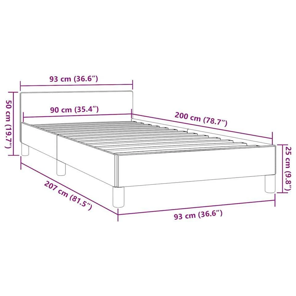 VidaXL - Bed Frame Met Hoofdeinde Zonder Matras - Wit - Hout - 90x200 Cm 11 VidaXL - Bed Frame Met Hoofdeinde Zonder Matras - Wit - Hout - 90x200 Cm - Afbeelding 9