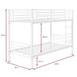 Stapelbed Dixie 90x200cm - Metaal - Mat Wit -Bedden Bij Leen Bakker c2eaa69a7b644ded85f995f1d53626c5