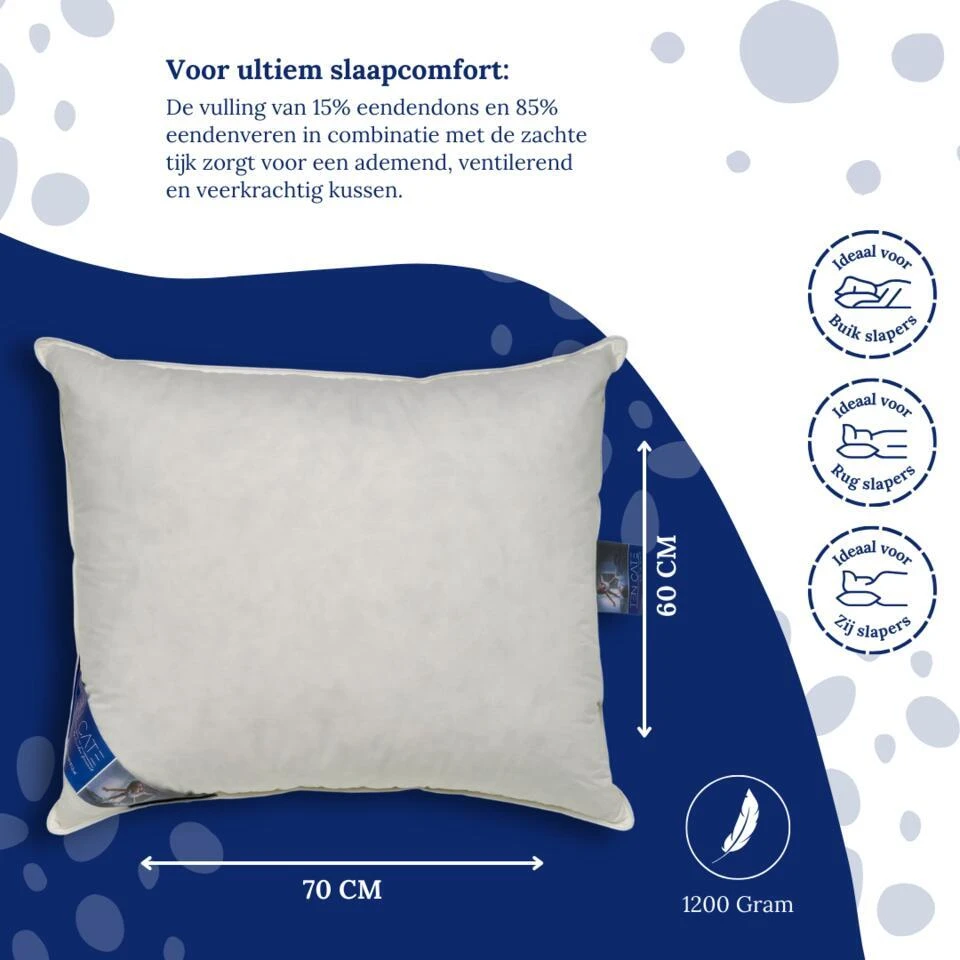 Ten Cate Halfdonzen Hoofdkussen - 60x70 - 2 Stuks 6 Ten Cate Halfdonzen Hoofdkussen - 60x70 - 2 Stuks - Afbeelding 4