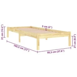 VidaXL - Bed Frame Met Lattenbodem - Naturel - Massief Grenenhout - 90x190 Cm 15 VidaXL - Bed Frame Met Lattenbodem - Naturel - Massief Grenenhout - 90x190 Cm -Bedden Bij Leen Bakker c4b12b1e95ea450d87f209710b452b8e