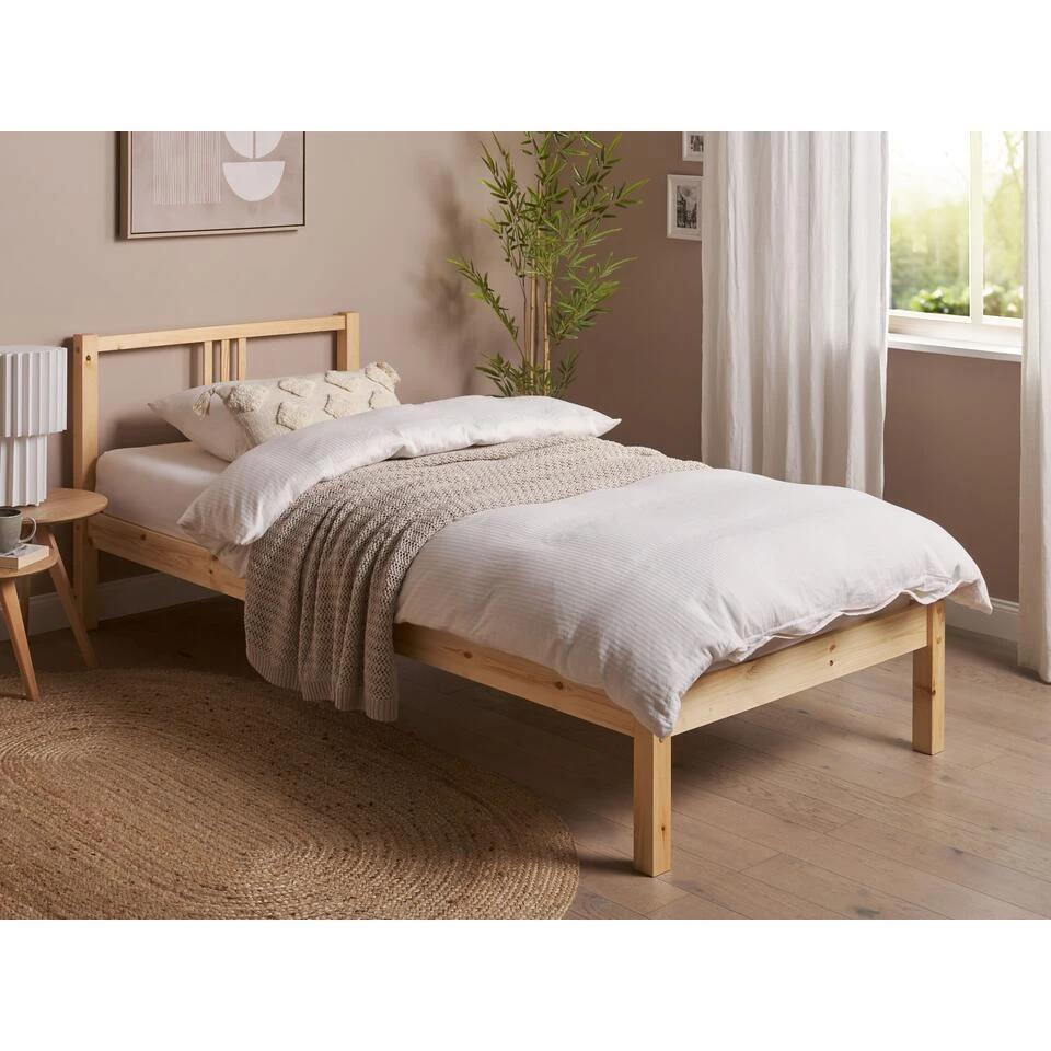 VANNES - Bed - Lichthout - 90 X 200 Cm - Dennenhout 4 VANNES - Bed - Lichthout - 90 X 200 Cm - Dennenhout - Afbeelding 2