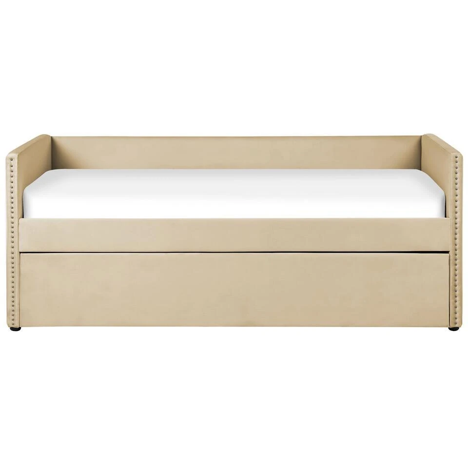 TROYES - Slaapbank - Beige - Fluweel 7 TROYES - Slaapbank - Beige - Fluweel - Afbeelding 5