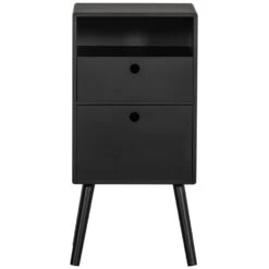 WOOOD Ozzy Nachtkastje - Hout - Zwart - 75x36x30 -Bedden Bij Leen Bakker ca1e8cf60ed94f629df514880f97e9be
