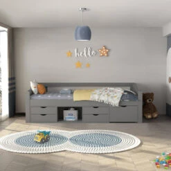 Merkloos HOME DELUXE COSMOS Kinderbed Met Lades - 90 X 200 Cm Grijs -Bedden Bij Leen Bakker cac588d7a5594143a3b8f3ebd0fd98df
