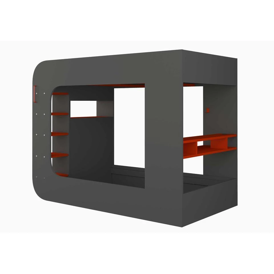 Hoogslaper Graham Met Gamebureau 120x200cm - Antraciet/rood 10 Hoogslaper Graham Met Gamebureau 120x200cm - Antraciet/rood - Afbeelding 8