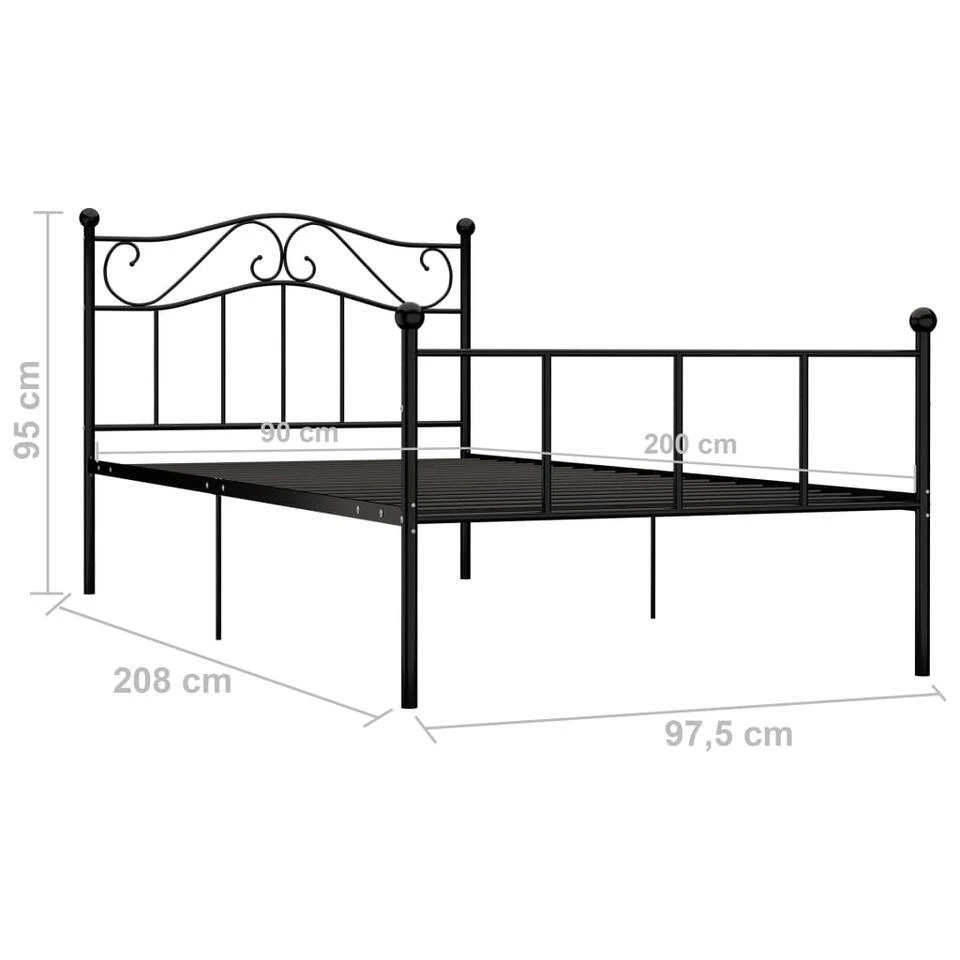 VidaXL - Bed Frame Met Hoofdeinde En Lattenbodem - Zwart - Metaal - 90x200 Cm 7 VidaXL - Bed Frame Met Hoofdeinde En Lattenbodem - Zwart - Metaal - 90x200 Cm - Afbeelding 5