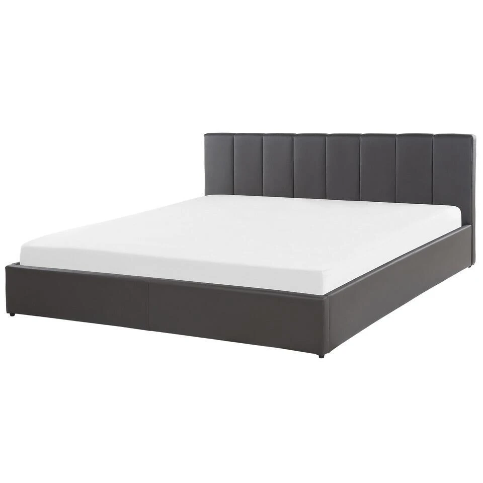DREUX - Bed Met Opbergruimte - Grijs - 180 X 200 Cm - Kunstleer 7 DREUX - Bed Met Opbergruimte - Grijs - 180 X 200 Cm - Kunstleer - Afbeelding 5