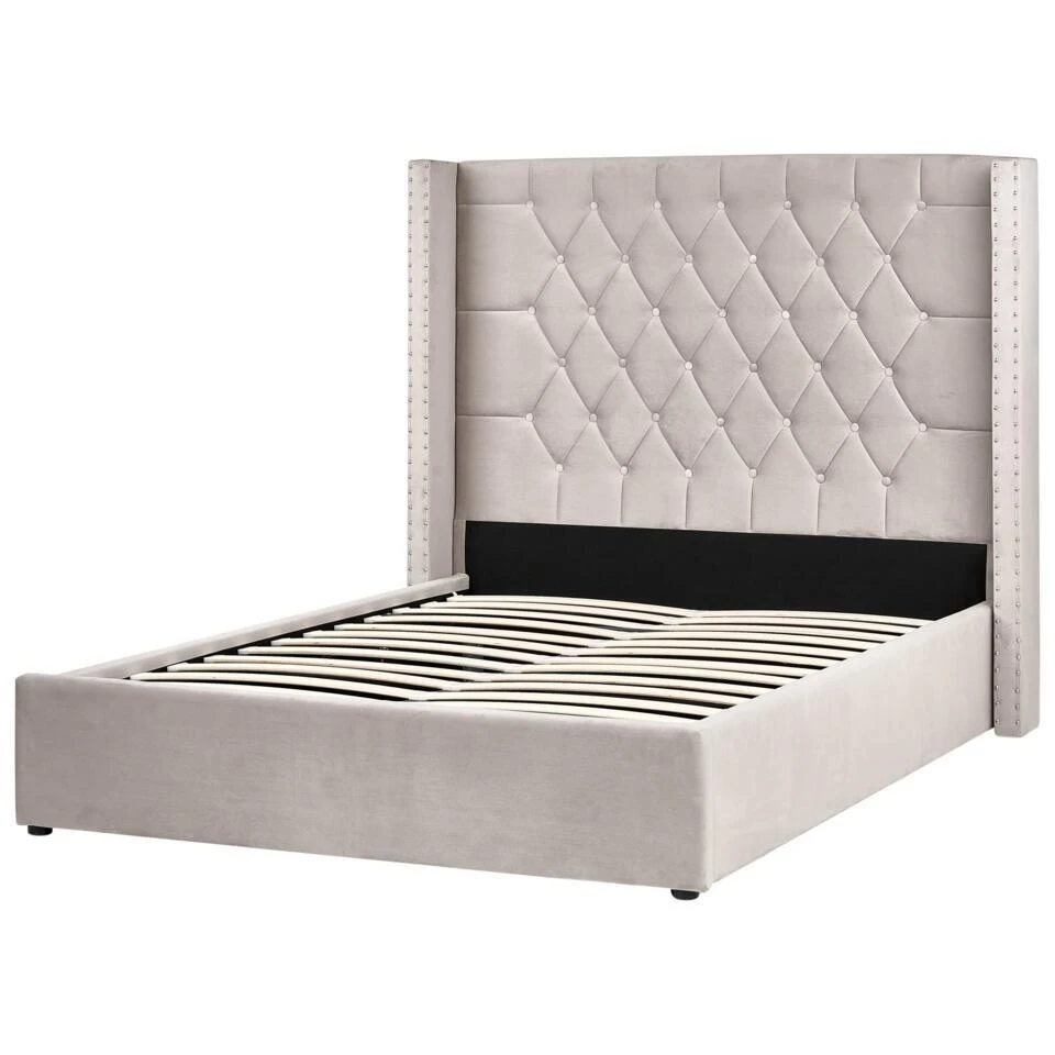 LUBBON - Bed Met Opbergruimte - Taupe - 140 X 200 Cm - Fluweel 8 LUBBON - Bed Met Opbergruimte - Taupe - 140 X 200 Cm - Fluweel - Afbeelding 6
