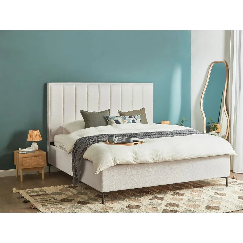 SEZANNE - Bed Met Opbergruimte - Gebroken Wit - 180 X 200 Cm - Bouclé 4 SEZANNE - Bed Met Opbergruimte - Gebroken Wit - 180 X 200 Cm - Bouclé - Afbeelding 2