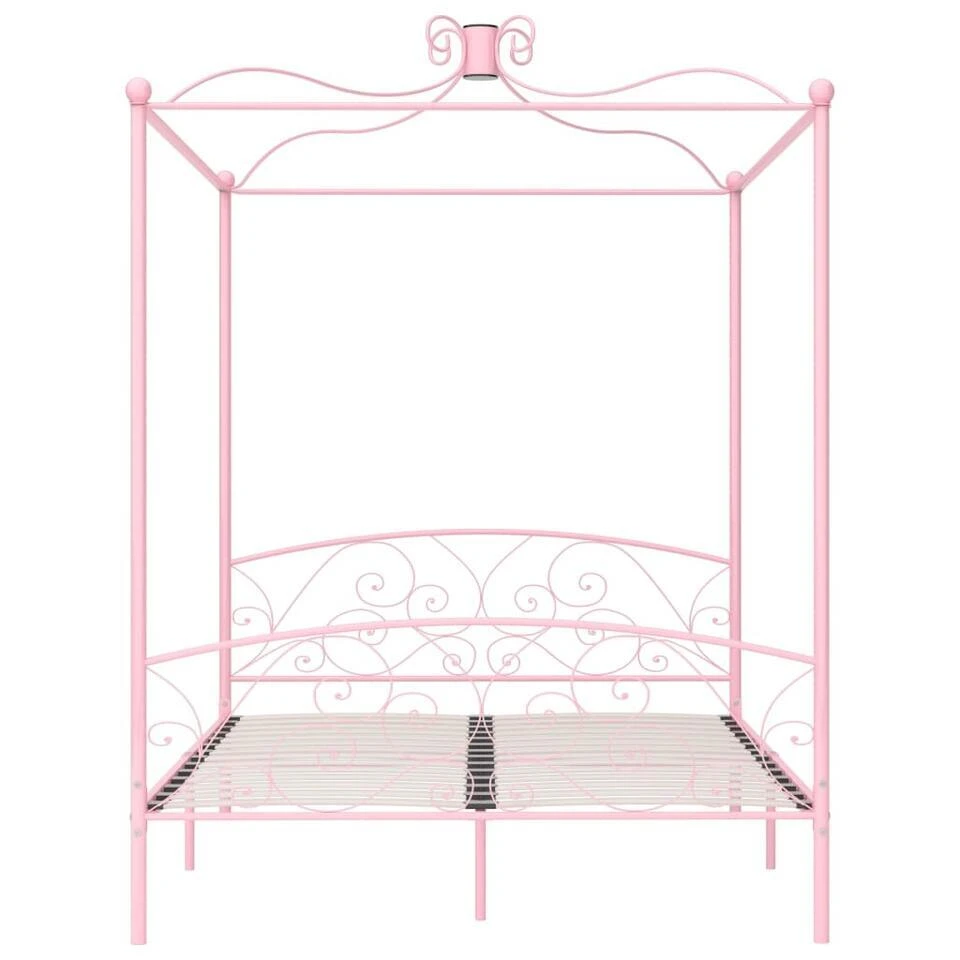 VidaXL - Hemelbed Met Verfijnd Ontwerp - Roze - Metaal - 160x200 Cm 5 VidaXL - Hemelbed Met Verfijnd Ontwerp - Roze - Metaal - 160x200 Cm - Afbeelding 3