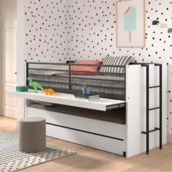 Halfhoogslaper Sammie 90x200cm Met 2 Slaapplaatsen, Bedlade En Bureau - Wit 11 Halfhoogslaper Sammie 90x200cm Met 2 Slaapplaatsen, Bedlade En Bureau - Wit -Bedden Bij Leen Bakker fe56b5a2f7ad46a2af831bb84740f00b