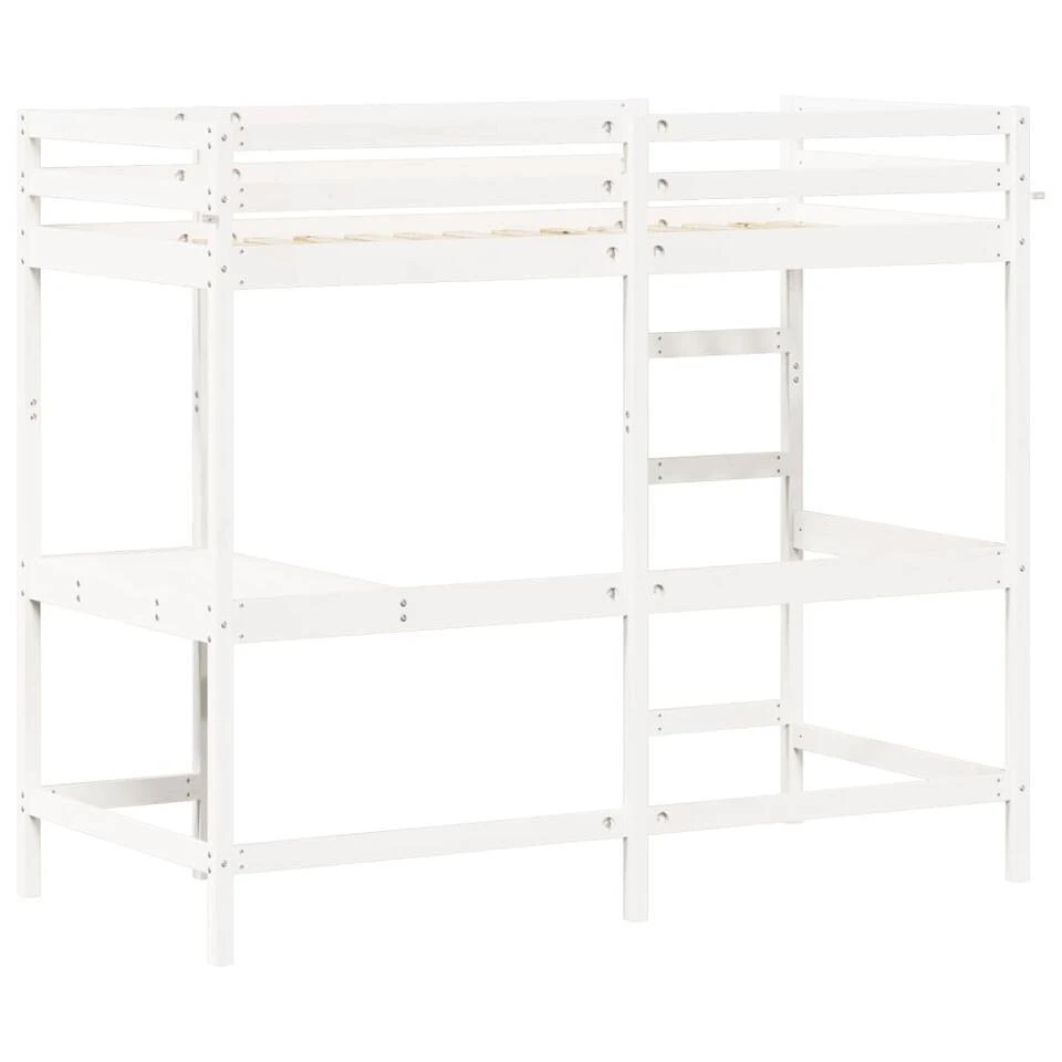 VidaXL - Hoogslaper Met Bureau - Wit - Massief Grenenhout - 90x190 Cm 8 VidaXL - Hoogslaper Met Bureau - Wit - Massief Grenenhout - 90x190 Cm - Afbeelding 6
